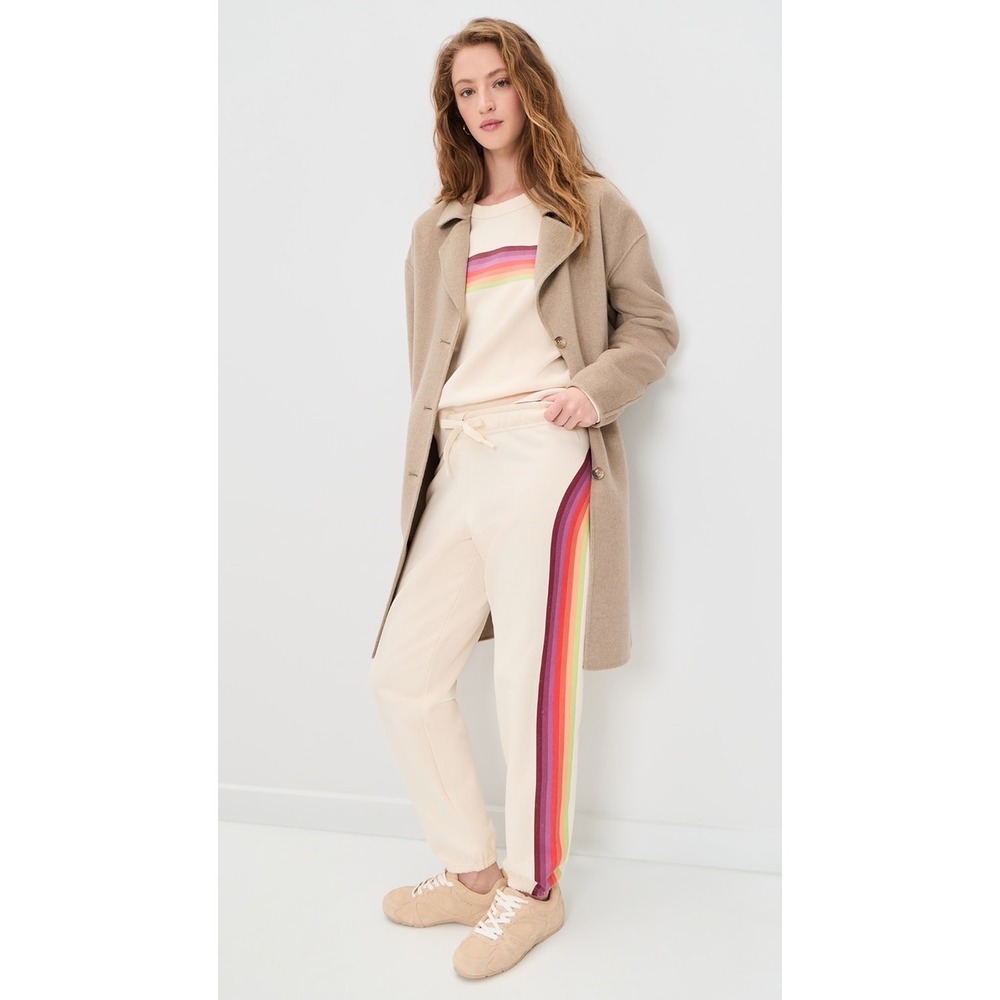 Marine Layer Cloud 9 Sweatpants in Antique White Stripe | Size Medium